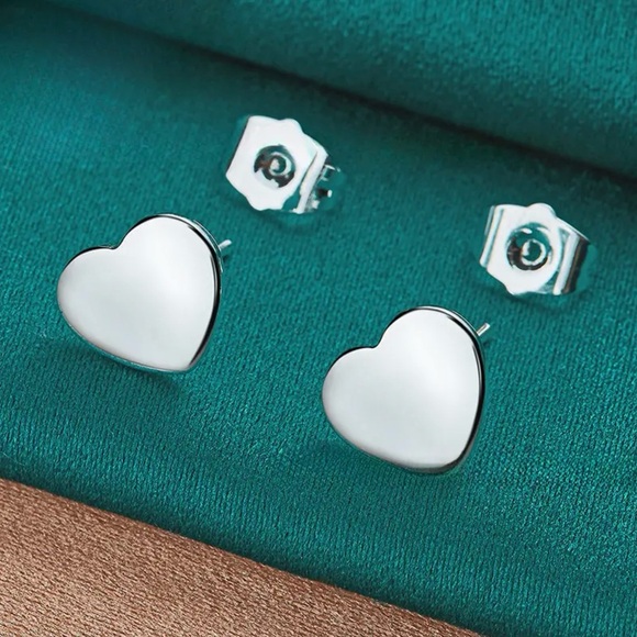 Classic Smooth Heart Stud Earrings - Hypoallergenic & Timeless - Picture 1 of 4
